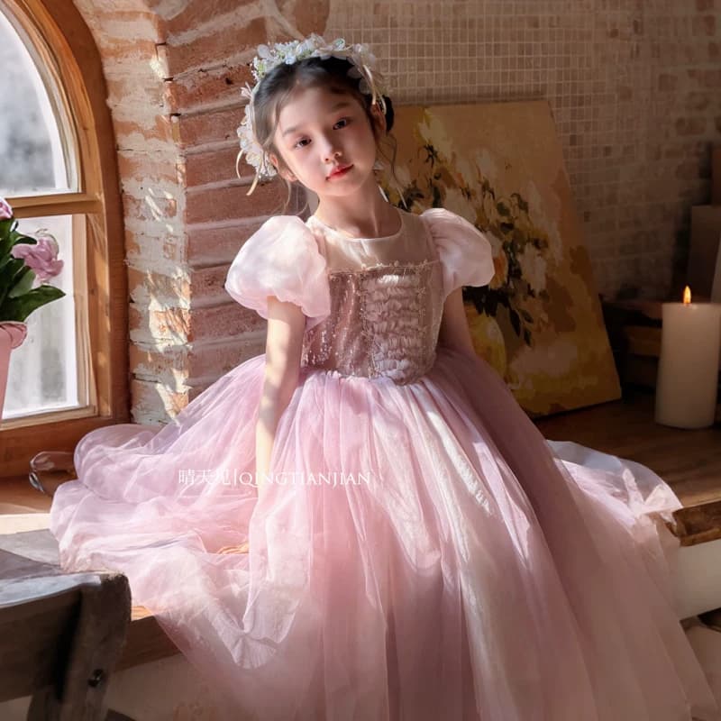 女童乐佩公主裙2026夏季新款长发蓬蓬网纱裙子生日礼服儿童连衣裙 - 缩略图3
