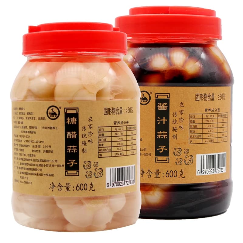 【安徽特产】农家手工腌制糖醋泡大蒜头咸蒜酱蒜下饭酱菜甜蒜糖蒜 - 缩略图5