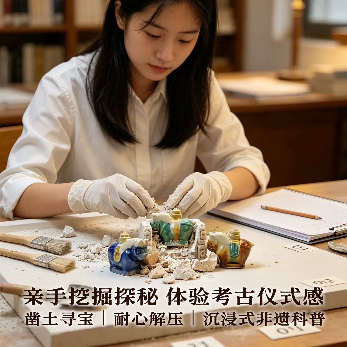 洛阳非遗唐三彩小胖马文创考古盲盒胖胖马挖宝藏考古挖掘玩具礼物 - 缩略图3