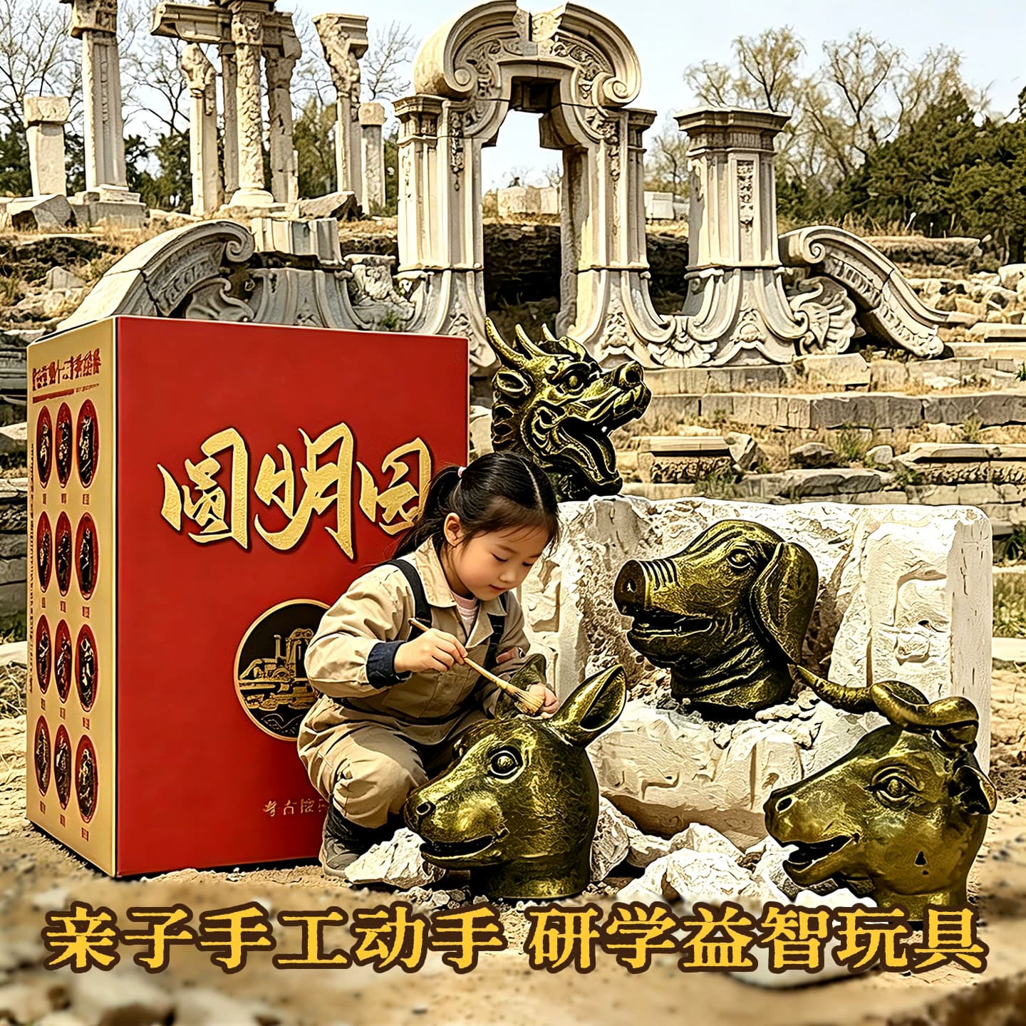 圆明园十二生肖兽首考古盲盒博物馆文创国宝历史文物宝藏挖掘玩具 - 缩略图3