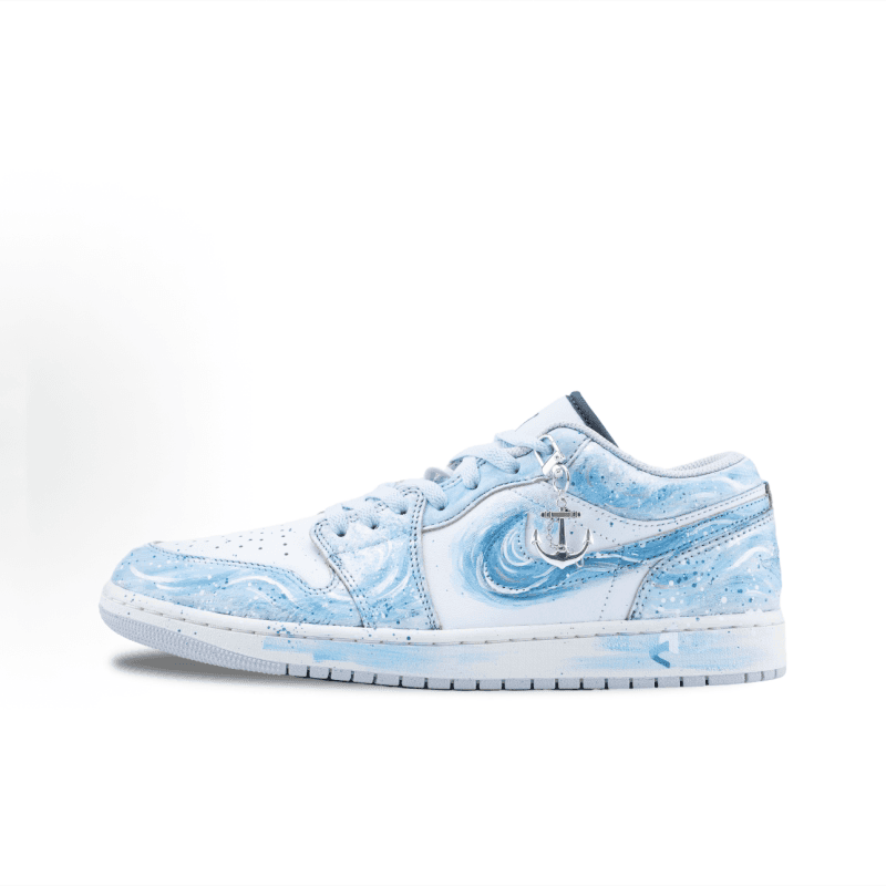 耐克球鞋定制Nike Air Jordan1海洋之蓝手绘涂鸦低帮篮球鞋 - 缩略图5