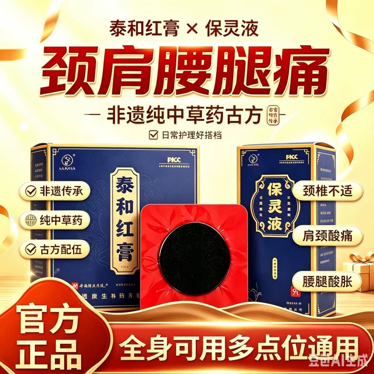 泰和红膏宝灵液组合家庭装3盒膏贴3瓶喷剂居家养护囤货套装家用 - 缩略图2