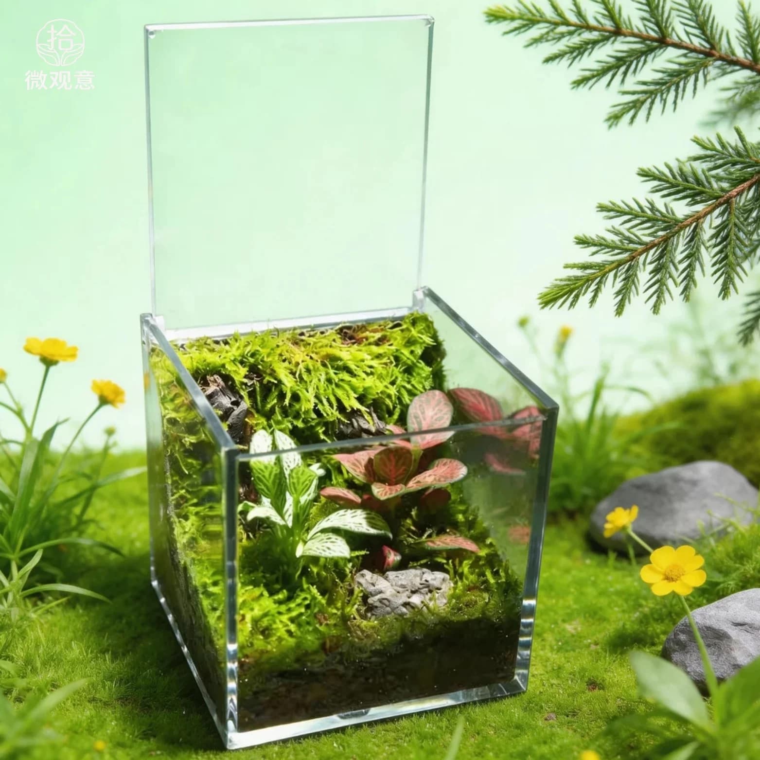 苔藓微景观生态雨林造景办公桌面植物成品室内盆栽生态瓶创意礼物 - 缩略图2