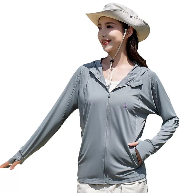 X情侣款夏季宽松冰凉丝滑透气连帽男女同款防紫外线防晒服PUF50+ - 缩略图5