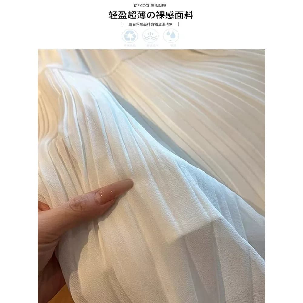 百褶裙春夏季2026新款垂感雪纺半身裙宽松大摆a字仙女长裙蛋糕裙 - 缩略图2