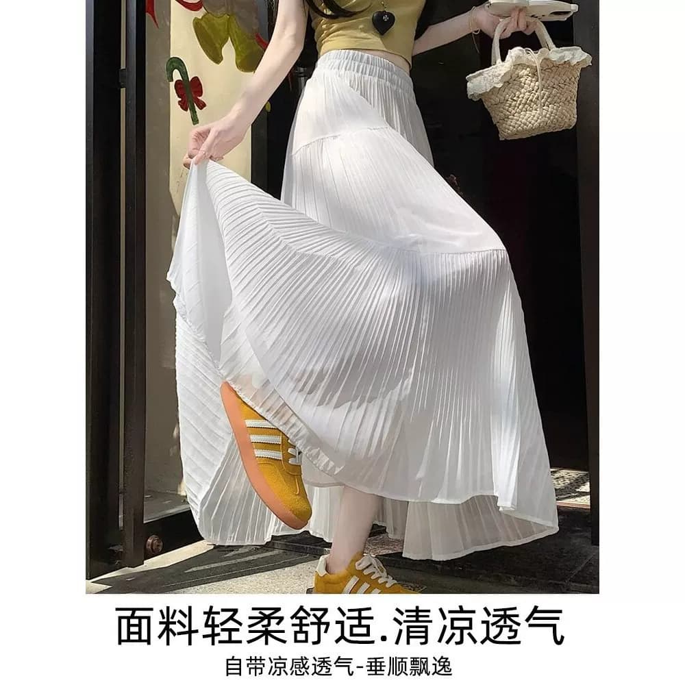 百褶裙春夏季2026新款垂感雪纺半身裙宽松大摆a字仙女长裙蛋糕裙 - 缩略图3