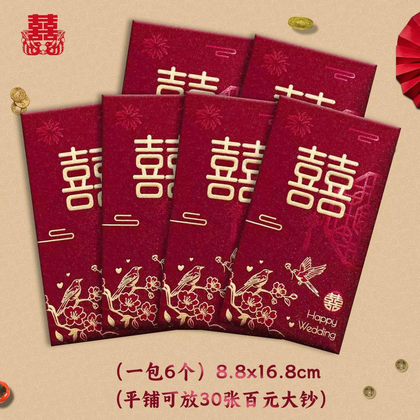 新款结婚红包结婚专用新婚婚礼红包袋订婚大号加厚磨砂利是封回礼 - 缩略图5