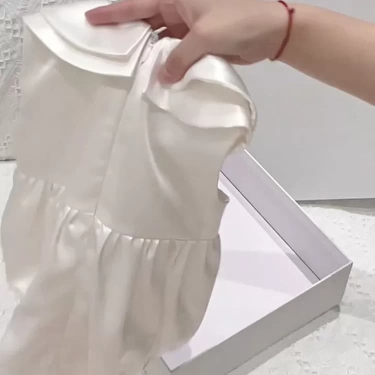 百日宴宝宝生日礼服女童包屁连体衣夏装缎面儿童婴幼儿周岁爬爬服 - 缩略图4