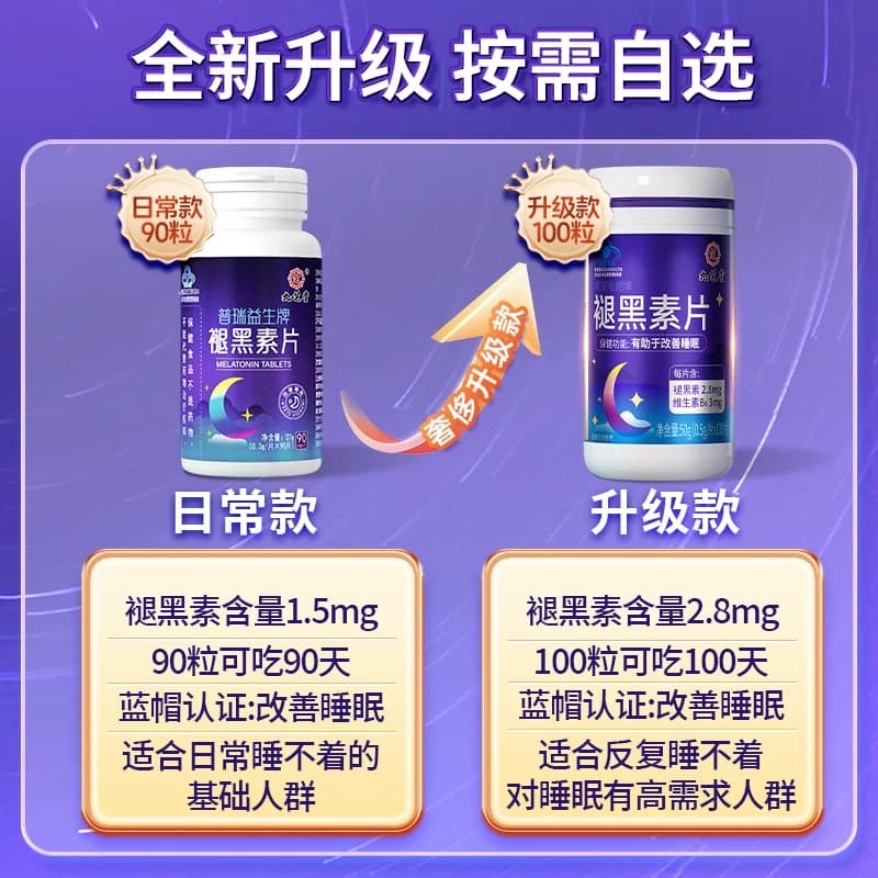 褪黑素维生素b6片安瓶助眠学生改善睡眠退黑色素非软糖安眠睡眠片 - 缩略图5