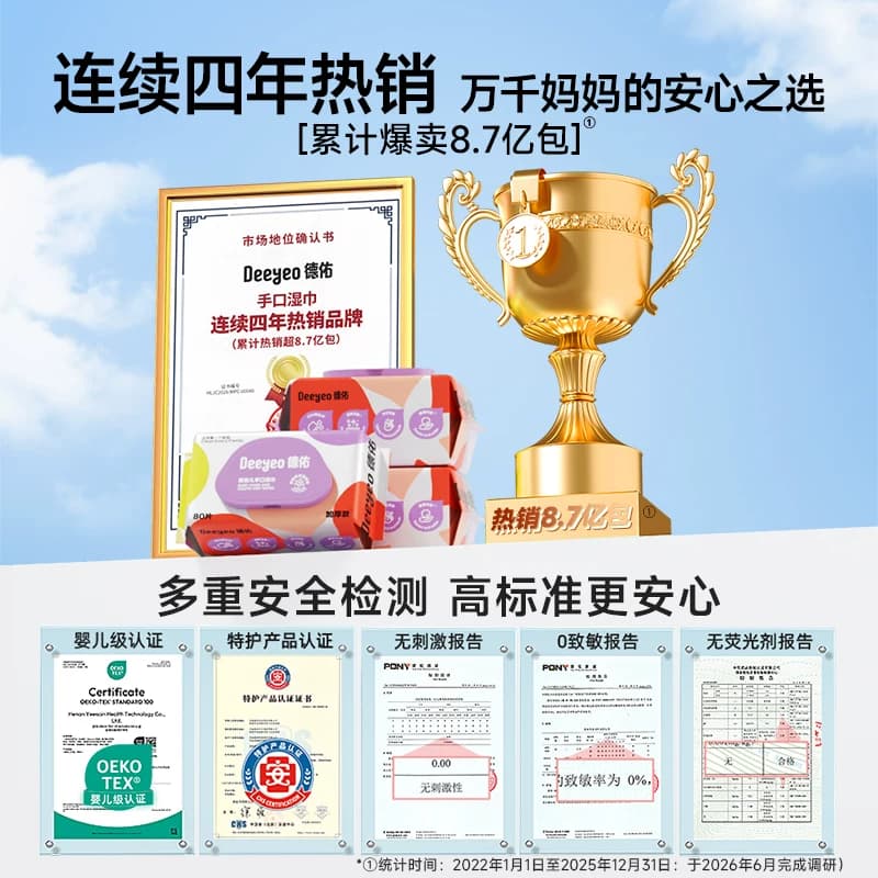 【天猫U先】德佑婴儿湿巾新生专用手口湿纸巾宝宝儿童80抽*1 - 缩略图3