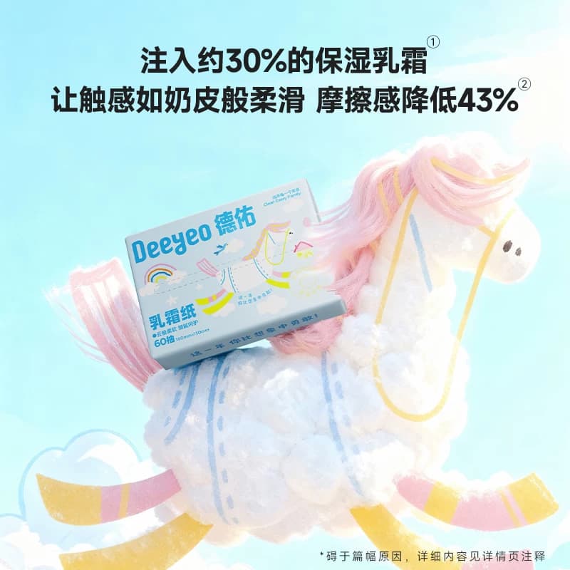 德佑乳霜纸云柔巾便携装宝宝抽纸舰店亲肤新生婴儿柔纸巾60抽5包 - 缩略图4