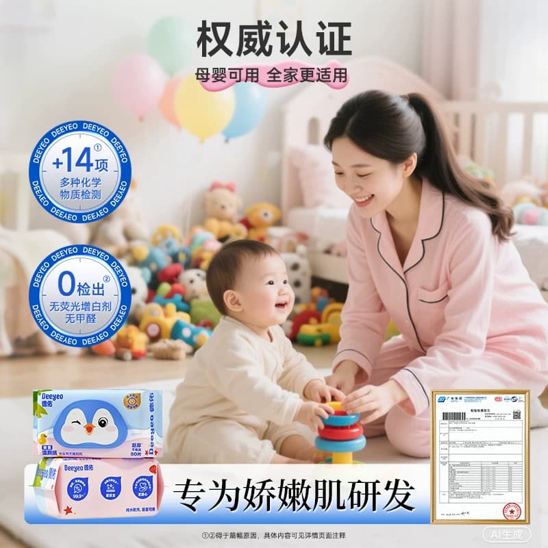 德佑湿厕纸婴童孕妇宝宝家用纯水厕纸厕所湿纸巾80抽 - 缩略图3