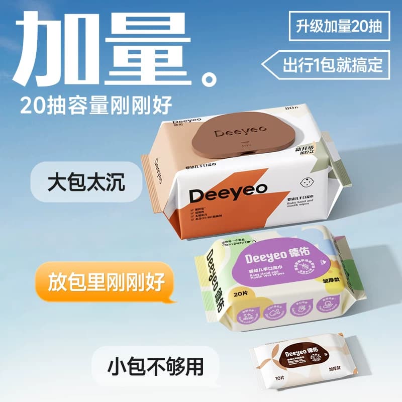 德佑婴儿便携湿纸巾新生宝宝手口屁专用儿童小包湿巾纸外出便携装 - 缩略图3