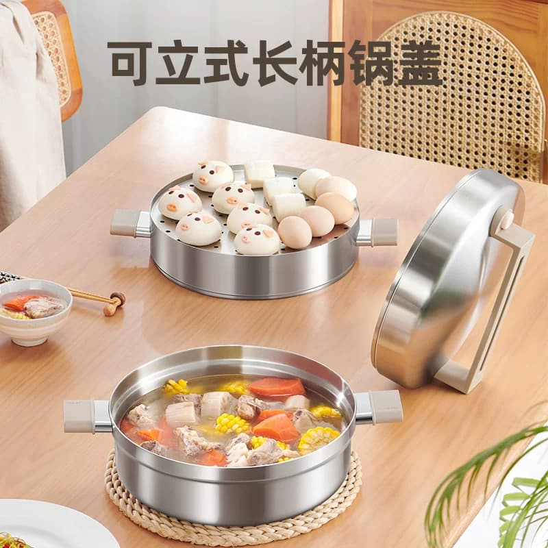 【直播间推荐】悦味蒸煮锅家用304不锈钢双层加厚蒸鱼电磁炉燃气 - 缩略图4