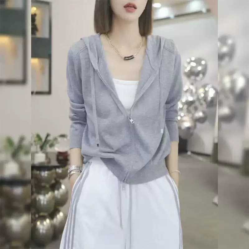 2026春季新款女装时尚休闲百搭连帽长袖外套女宽松显瘦上衣 - 缩略图2