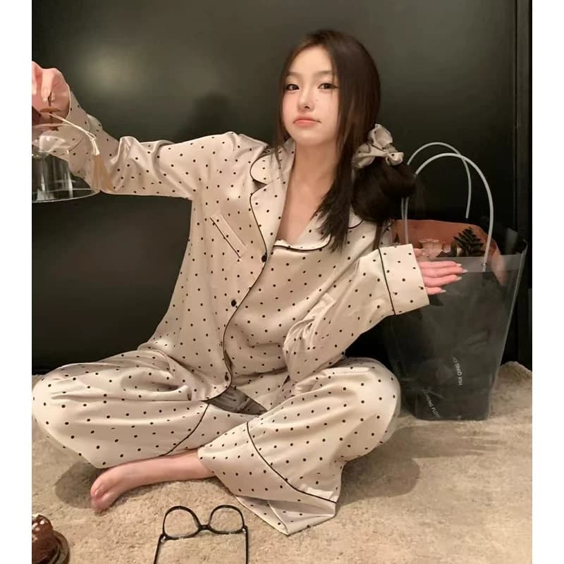 猫人冰丝睡衣女春秋款长袖薄款2026新款高级感真丝绸家居服送女友 - 缩略图3