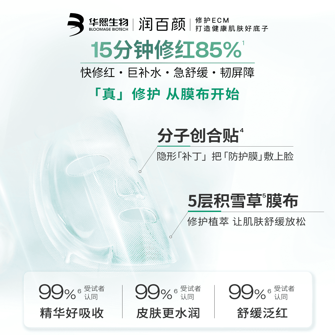 【张艺兴同款】润百颜白纱布面膜2.0屏障调理敏感肌修护补水舒缓 - 缩略图3