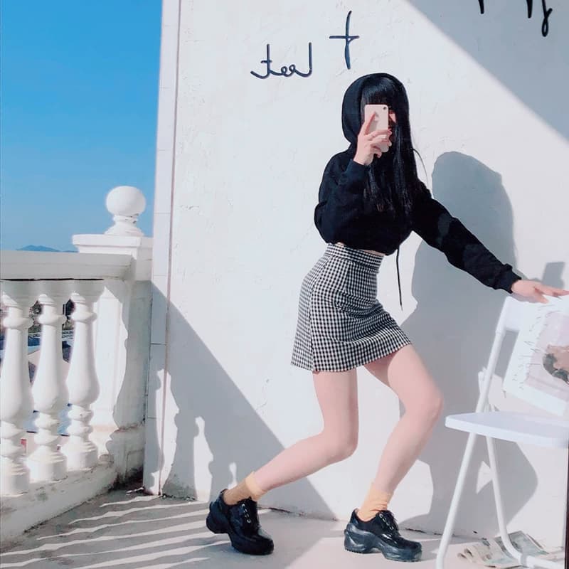 春夏新款经典黑白格子高腰半身裙a字女士百搭显瘦ins短裙包臀裙子 - 缩略图3