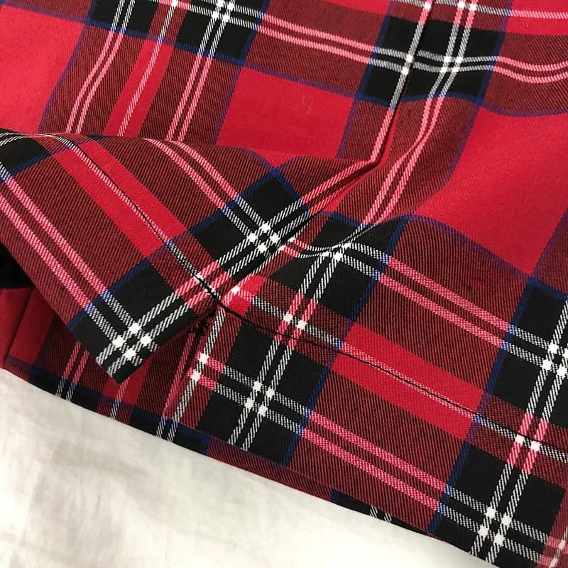 大码胖mm苏格兰高腰红色格子半身裙女春秋开叉性感包臀裙a字短裙 - 缩略图4