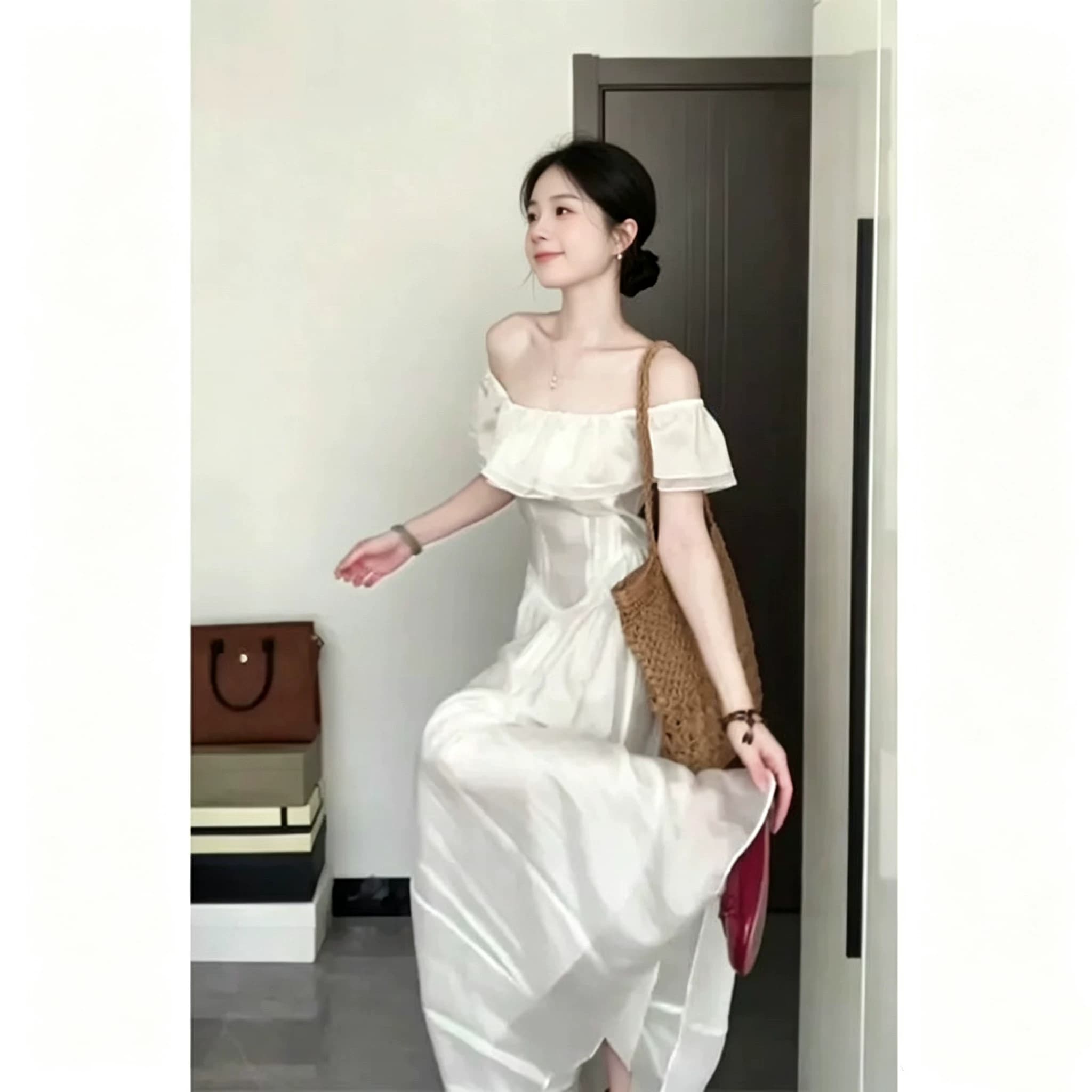 法式白色甜美雪纺吊带连衣裙女小个子新款成人夏天日常日常H - 缩略图2
