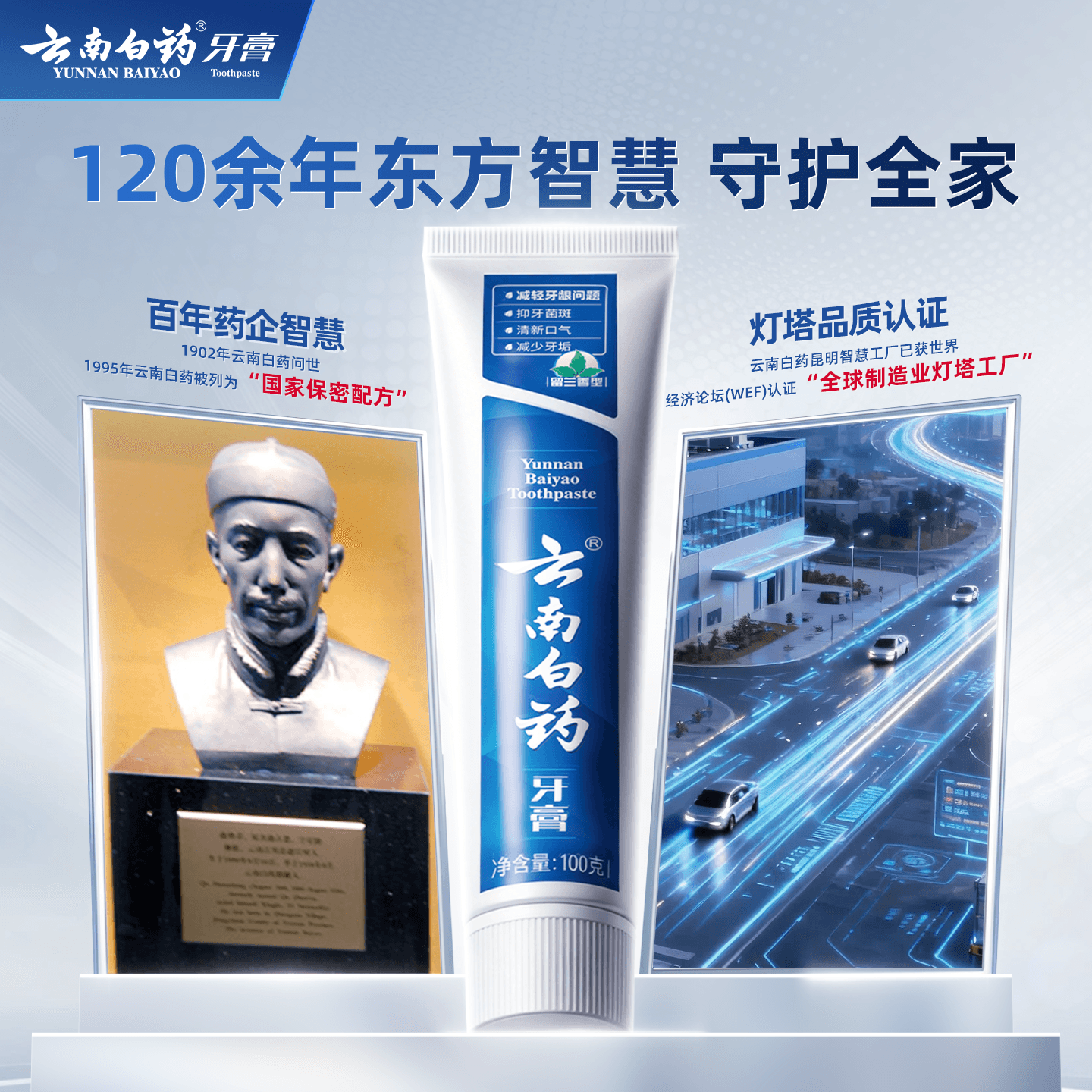 【香菇618】云南白药牙膏国粹套装清新口气护龈抗敏祛渍亮白500g - 缩略图4