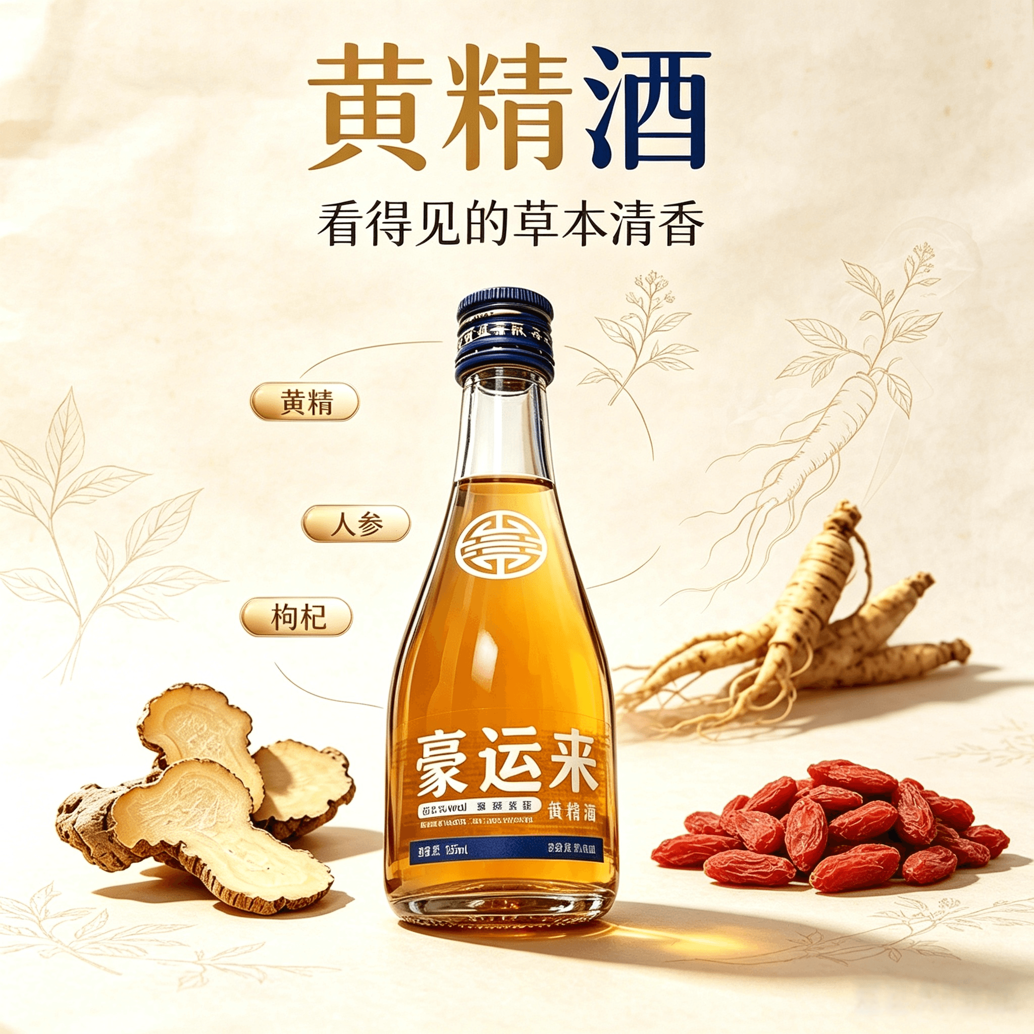 德意豪运来黄精酒38度125ml两瓶零糖零添加自饮口粮庆祝微醺低度 - 缩略图4