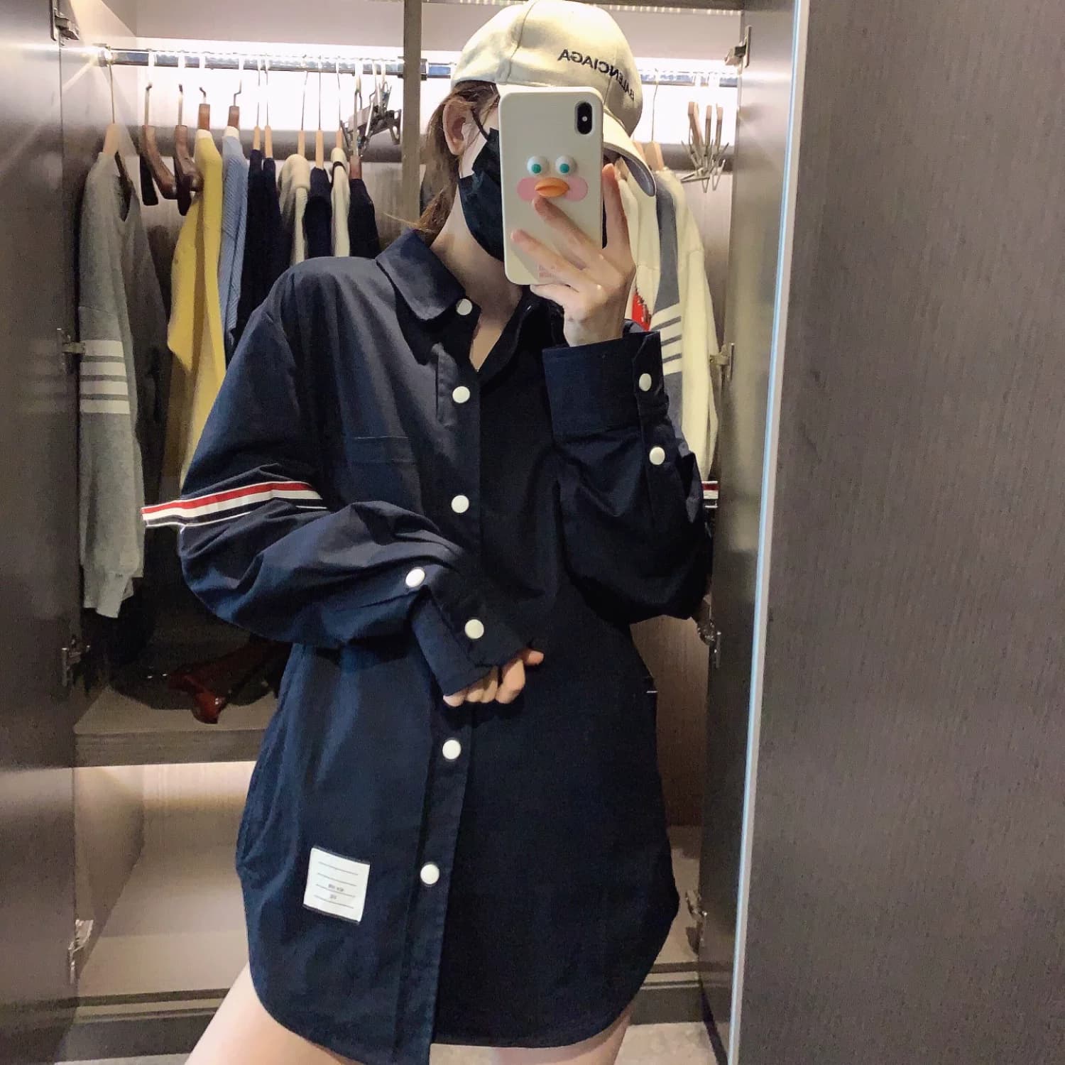 春夏学院风tb休闲男女情侣款经典四杠条纹衬衫百搭长袖外套上衣潮 - 缩略图2