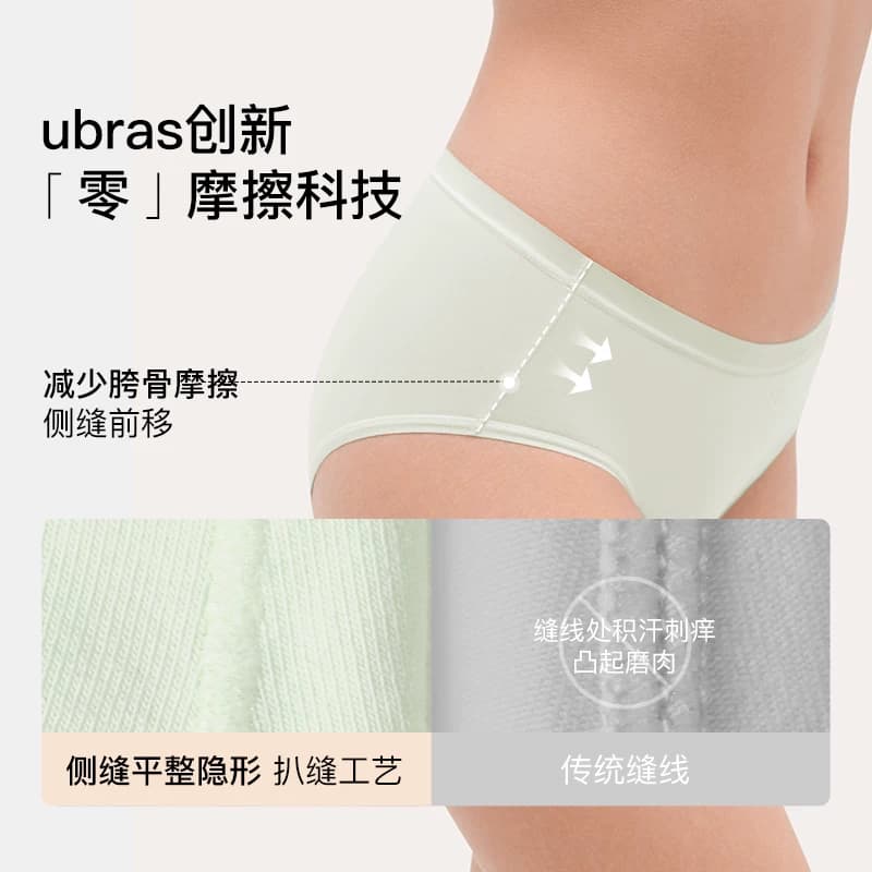 ubras纯棉内裤女15A蔓越莓抗菌裆透气中高腰夏薄款三角少女短裤头 - 缩略图2