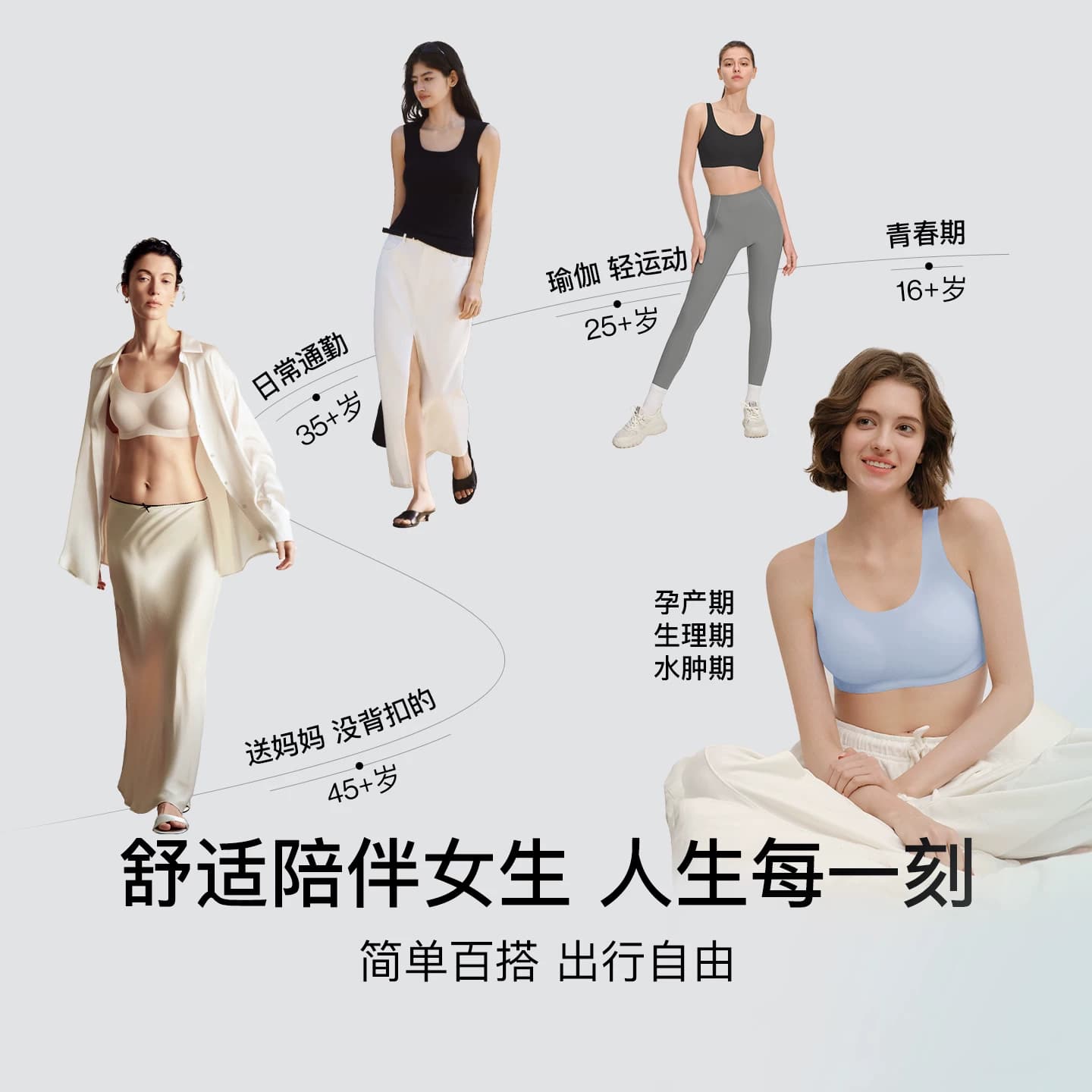 虞书欣同款ubras无尺码小奶皮每日内衣女无痕隐形背心运动文胸罩 - 缩略图4