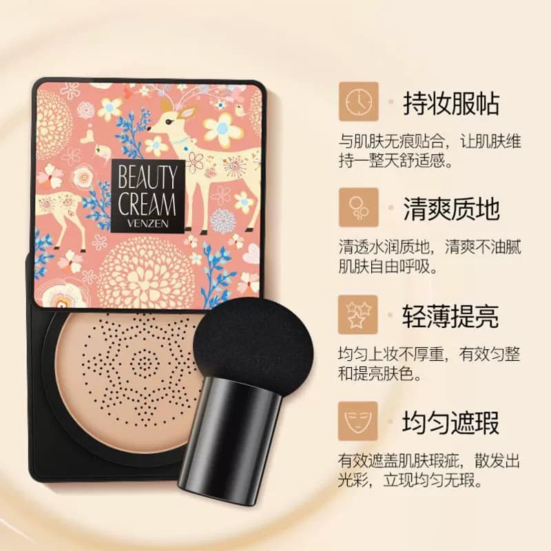 梵贞蘑菇气垫正品遮瑕持久不脱妆venzen蘑菇头粉底液bb霜官方 - 缩略图2
