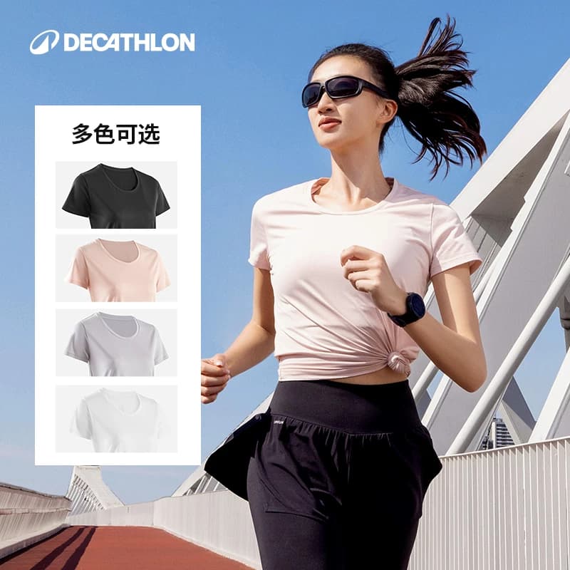 迪卡侬运动T恤女春夏圆领跑步上衣速干衣透气健身服宽松短袖RFP2 - 缩略图5