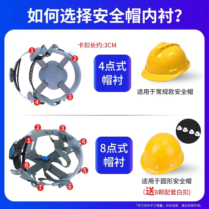 安全帽内衬配件可拆卸吸汗带玻璃钢头盔内胆旋钮按钮工地通用帽衬 - 缩略图2