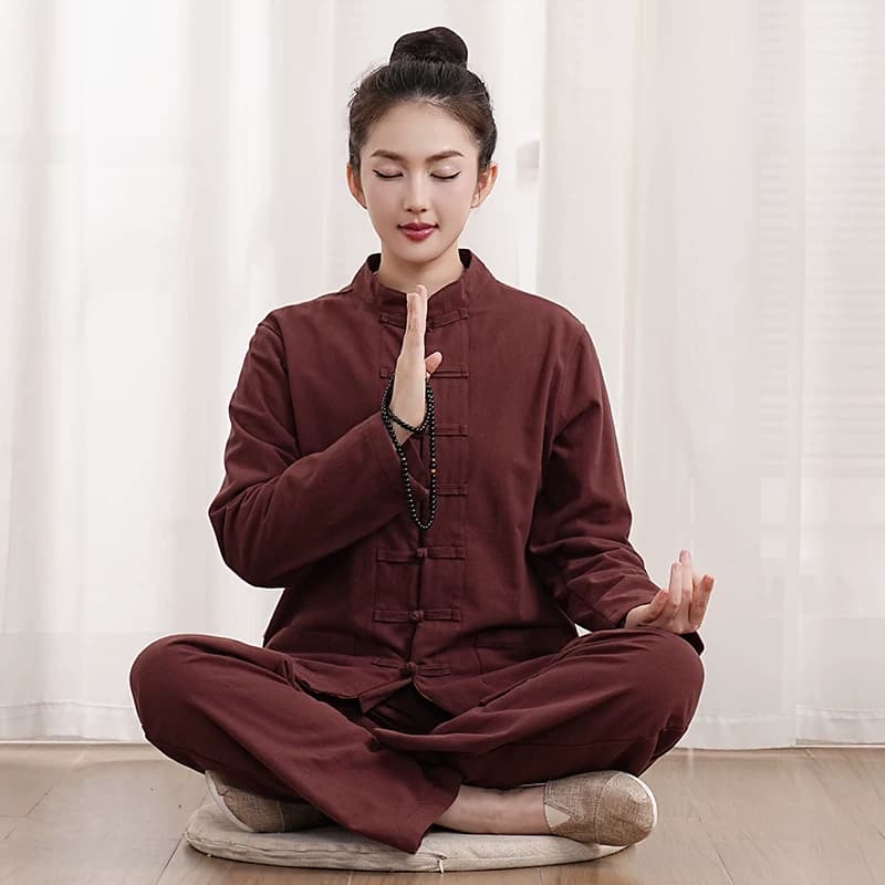 玄善男女唐装中国风中式禅修服居士服禅意棉禅修禅服打坐服套装 - 缩略图4