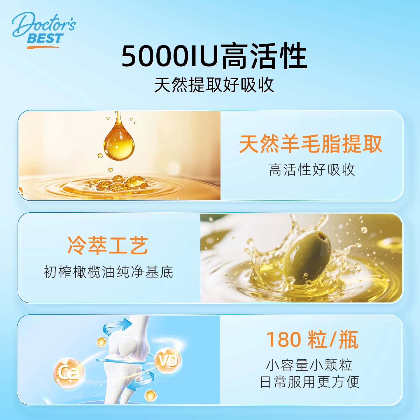 doctorsbest多特倍斯维生素d3补剂成人活性vd胶囊进口5000iu阳光 - 缩略图3