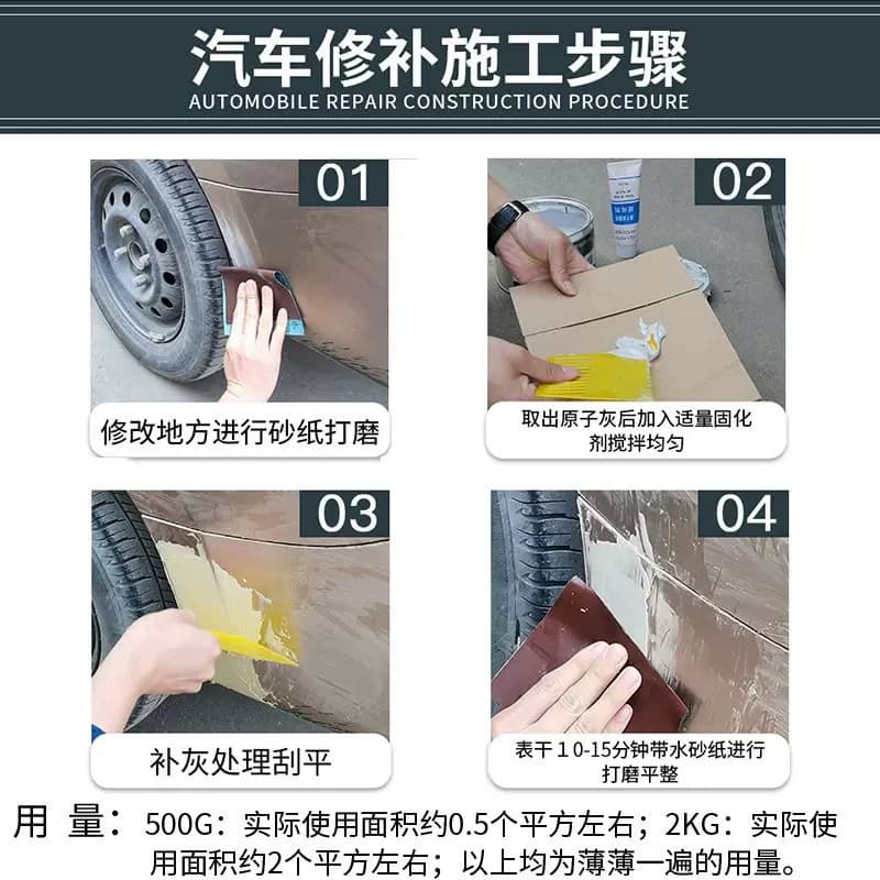 原子灰钣金腻子木家具补漆膏汽车固化剂木门修补膏防潮修复防水 - 缩略图2