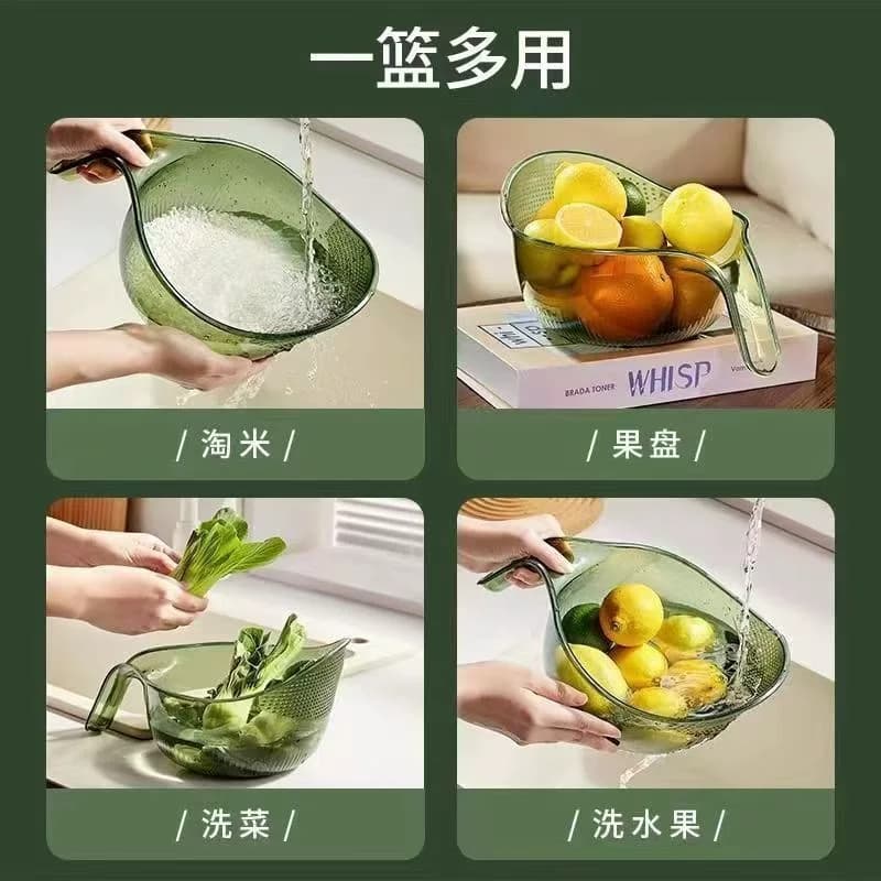 【1个】厨房洗米淘米盆细孔沥水篮家用带手柄淘米洗水果盆子 - 缩略图2