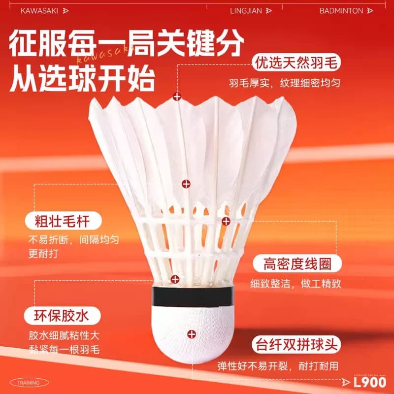 健猛狮羽毛球鹅毛12只装耐打王白色黑训练专业比赛防风耐打球正品 - 缩略图2