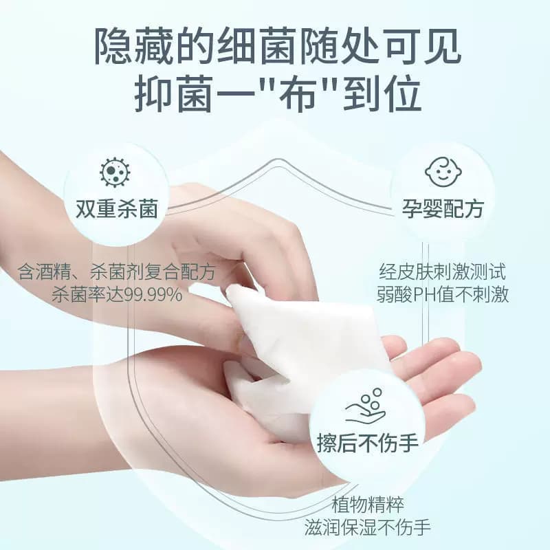 75度酒精消毒湿巾75%大包80抽湿纸巾儿童学生便携包厨房清洁卫生 - 缩略图4