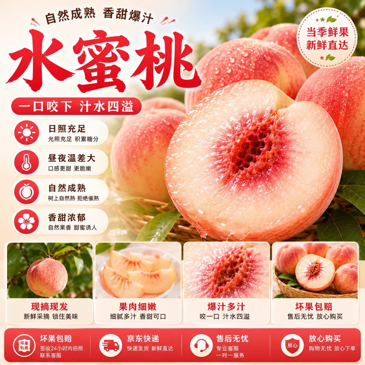 水蜜桃新鲜水果现货现摘脆桃毛桃时令桃子当季整箱包邮鲜果采摘 - 缩略图2
