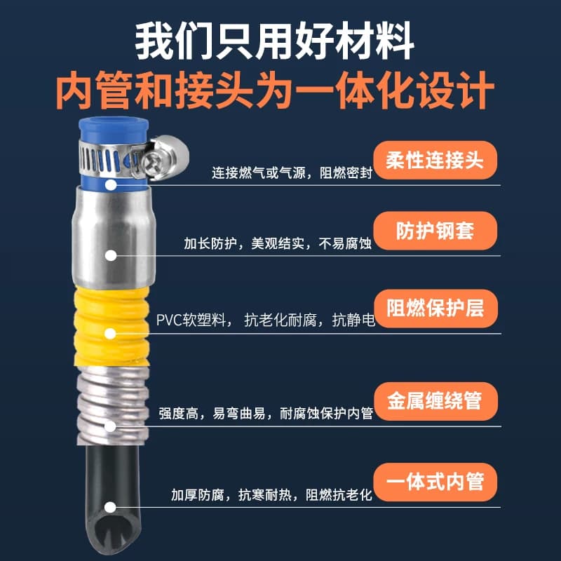 燃气管煤气管天然气液化气管热水器煤气灶金属防爆软管燃气灶管子 - 缩略图3