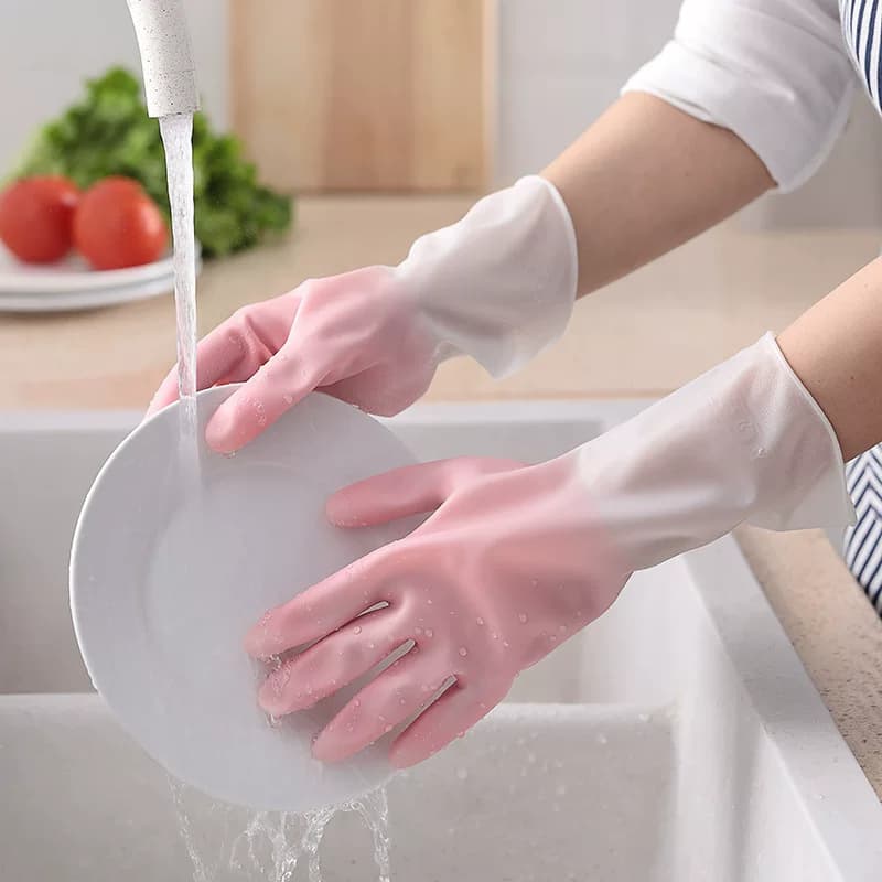 用洗碗手套耐用防水橡胶乳胶厨房刷碗洗衣服干活家务清洁防滑洗菜 - 缩略图2