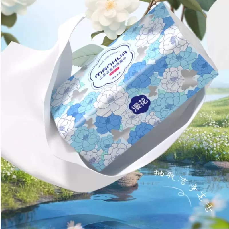 漫花山茶花纸巾400张加量抽纸家用实惠装面巾纸卫生纸木浆厕纸 - 缩略图3