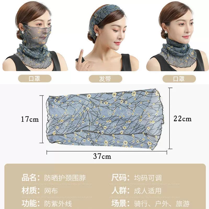 防晒面罩面巾女骑行围巾脖套防紫外线遮脸罩面纱围脖护颈秋冬季 - 缩略图3