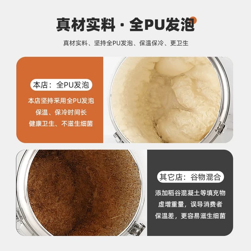 大容量不锈钢保温桶保温饭桶粥桶汤桶双层带水龙头摆摊长效米饭 - 缩略图2