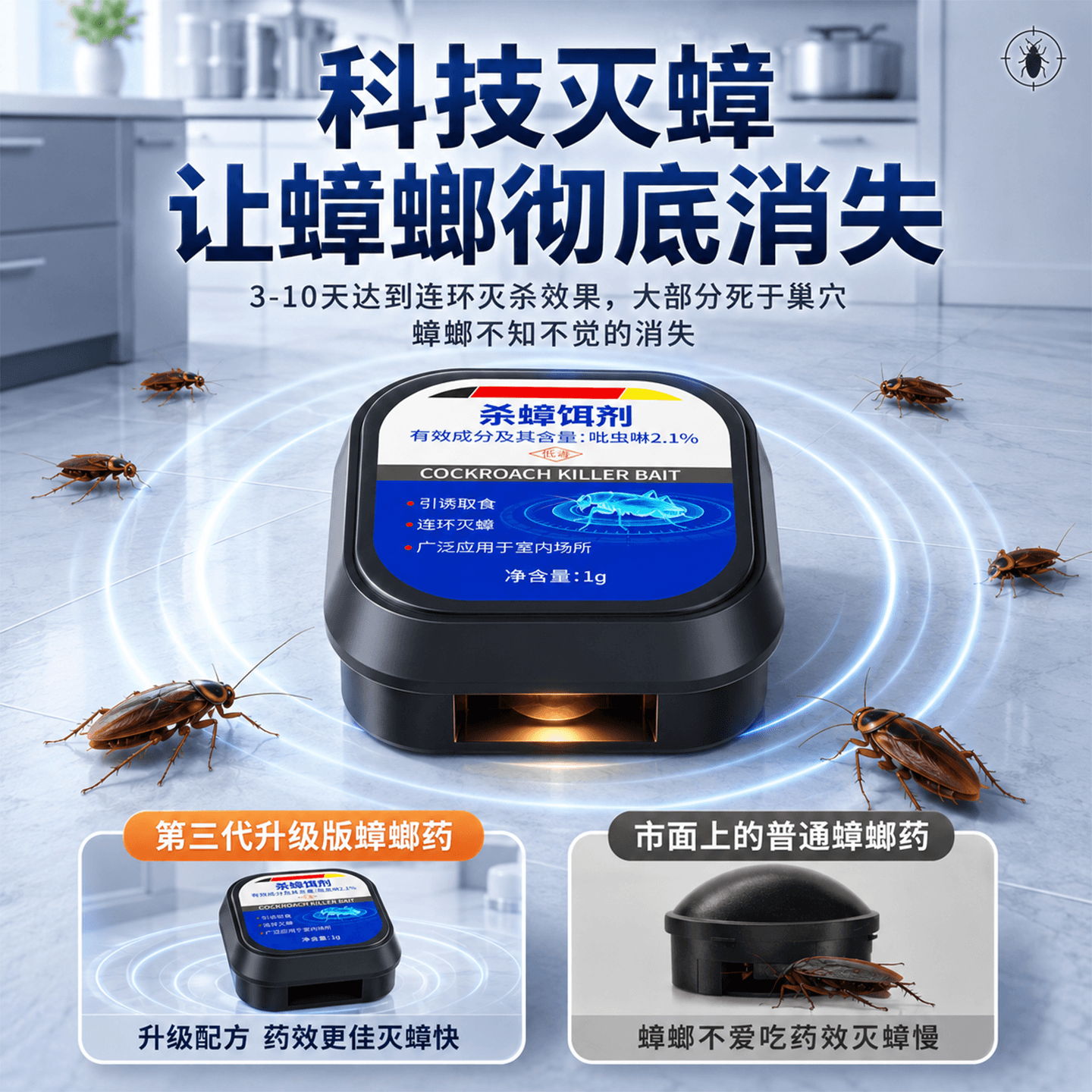 蟑螂药无毒家用全窝端官方正品强厨房餐厅饭店强效虫卵双杀蟑螂屋 - 缩略图3