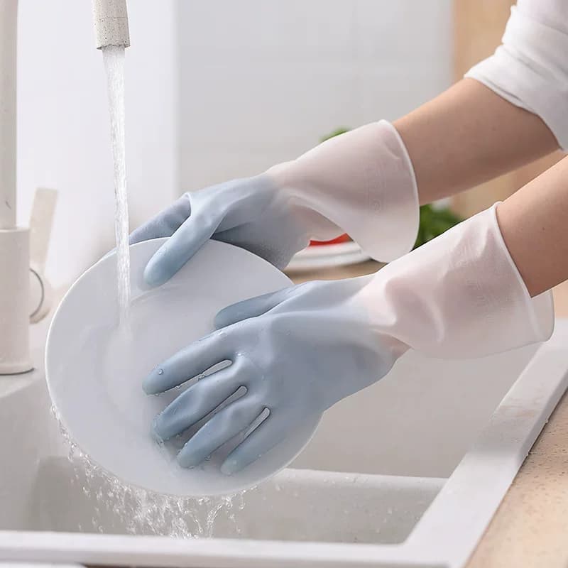 用洗碗手套耐用防水橡胶乳胶厨房刷碗洗衣服干活家务清洁防滑洗菜 - 缩略图3