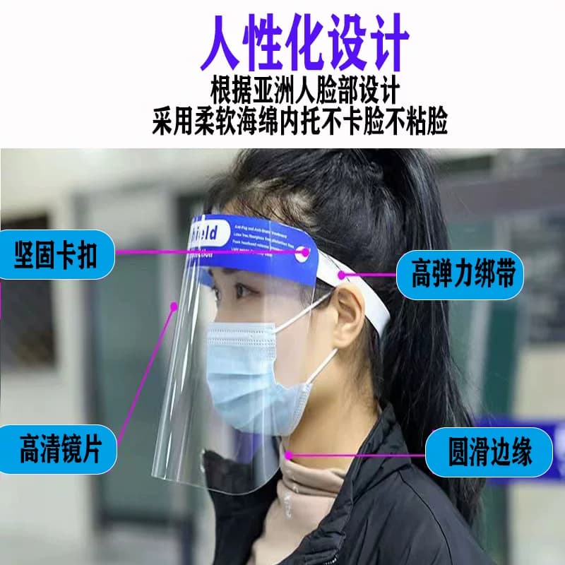 防护面罩护眼全脸遮面具双面高清透明防雾炒菜防油烟人脸面屏 - 缩略图2