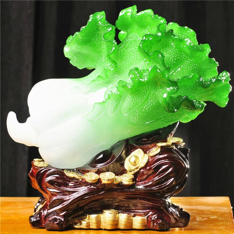 玉白菜摆件招财大号金蟾客厅玄关电视酒柜店铺工艺装饰品开业礼品 - 缩略图4