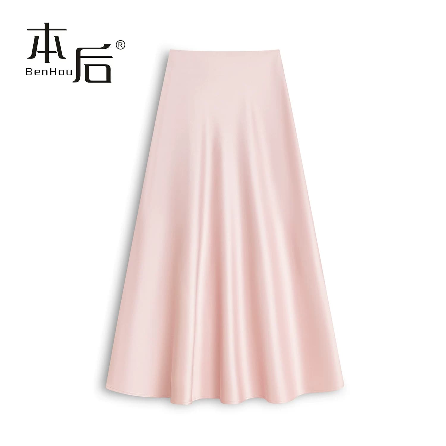 BenHou/本后 K2520 斜剪缎面a字半身裙女2026新款中长款春夏大摆 - 缩略图2