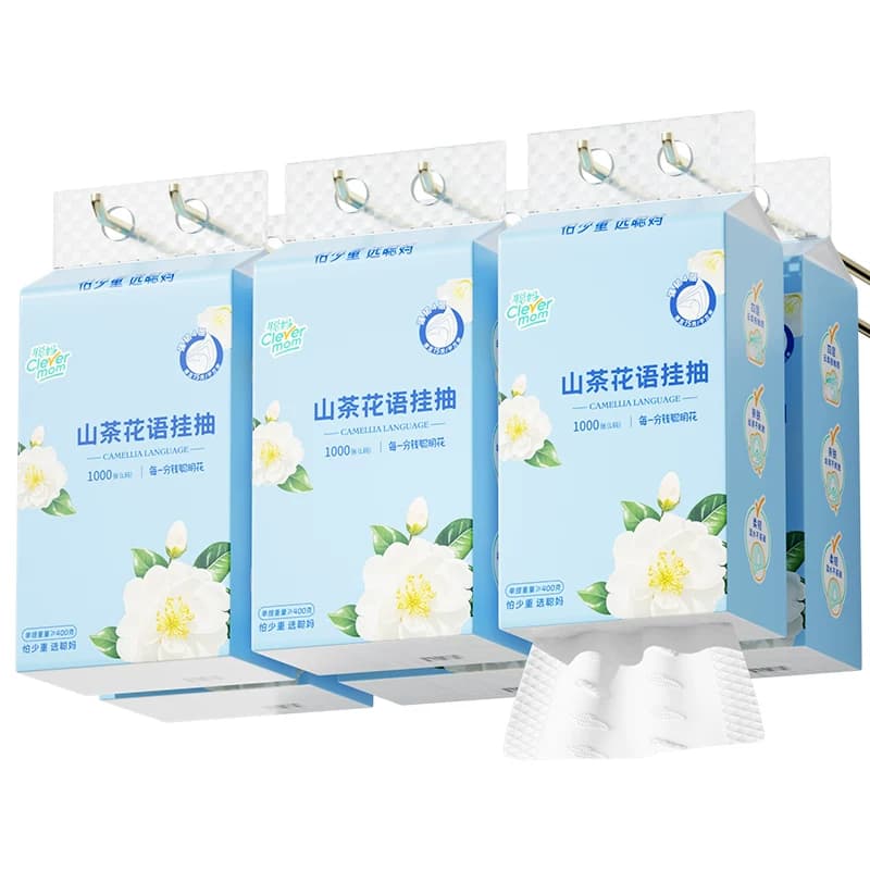 聪妈山茶花高端悬挂式抽纸1000张家用实惠擦手整箱面巾纸婴儿纸xj - 缩略图5